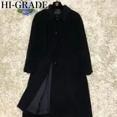 【高級品✨】ハイグレード アンゴラ100% ロングコート 羽織り 金ロゴ 黒