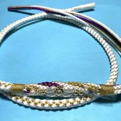 振袖用　正絹　帯締め　飾り付き　白　新品　No.2350