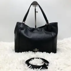 美品✨ コーチ ショルダーバッグ イーディ 2way ぺプルドレザー 黒