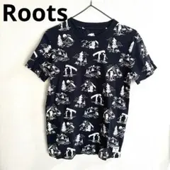 ★Roots ルーツ　カナダ　Tシャツ　総柄　半袖　綿100% 和　古風