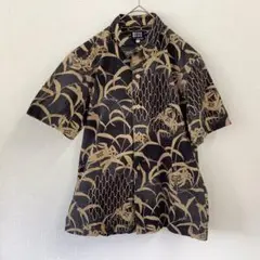【2】TK TAKEO KIKUCHI 和柄 竹 カニ 総柄 ブラック 美品