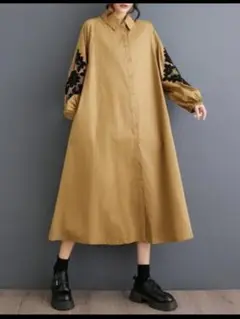 ロング　ワンピース　花柄プリント　大きいサイズ レディース 秋冬　春 新品 長袖