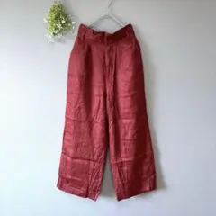 ★ロッソ［S］落ち着き上品カラー◎大人カジュアル◎涼し気リネン100ワイドパンツ