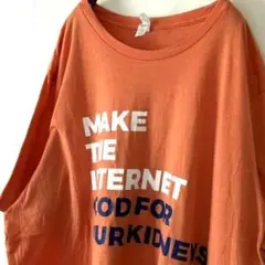 キャンバス メイク ザ インターネット Tシャツ 2XL オレンジ 古着