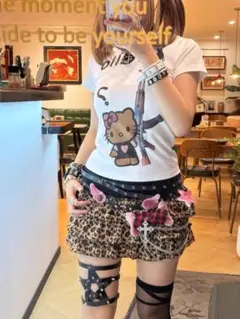 平成ギャル y2k ヒョウ柄 ミニスカート ティアード　グランジ 三段フリル