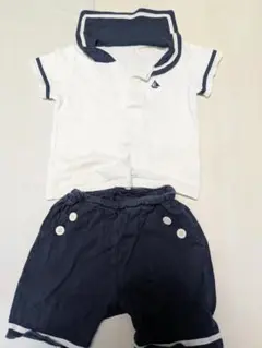 【90センチ】セーラー襟Tシャツとショートパンツセット