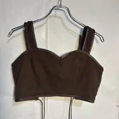 美品 ラウアー ビスチェ ベスト トップス レイヤー 革 ブラウン L