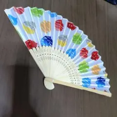 カラフル水玉模様の扇子