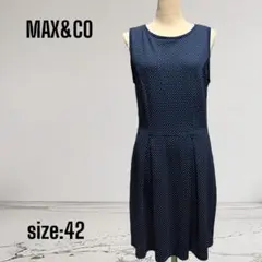 MAX&CO ドット柄 ノースリーブワンピース 42/ネイビー