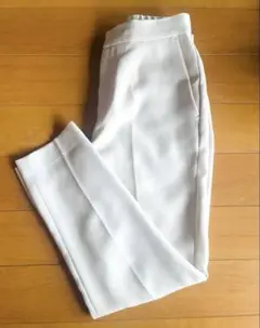 SpickandSpan ホワイト ベージュ センタープレス スラックス 34