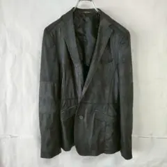 COMME CA MEN コムサメン　フェイクレザージャケット　黒　M
