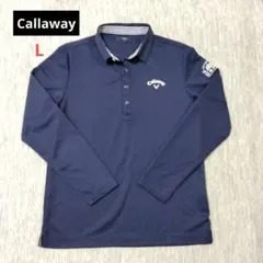 Callaway キャロウェイネイビー ゴルフ長袖シャツ刺繍ロゴサイズL