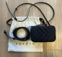 値下げ！SANDRO キャンバス＆レザー ボディバッグ 12-1709k-01c.jpg