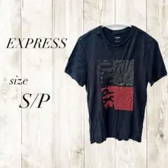 EXPRESS Tシャツ S 黒 赤 グラフィック NYC メンズ 半袖
