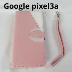 Google pixel3aケース 手帳型 カバー ピンク