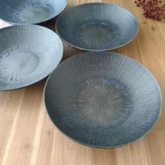 濃藍十草 軽量深皿・４枚　美濃焼〈新品・未使用〉