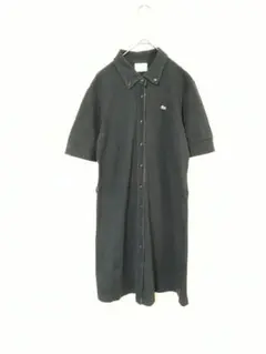 ラコステ　LACOSTE　シャツワンピース　レディースM　黒色　綿　ロング丈
