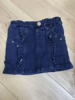 petit main ダークブルー フリルスカート