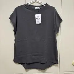 未使用☆andme 汗染み防止フレンチスリーブTシャツ M☆チャコールグレー