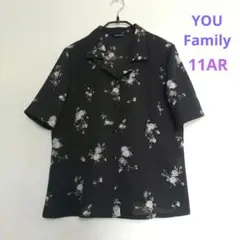 YOU Family 花柄 半袖 ブラウス 黒 11AR