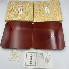 【飛騨春慶塗　隅切り四方膳　吸物膳×５客】天然木製　長期保管品 飛騨春慶塗隅切り四方膳吸物膳×5客】天然木製長期保管品