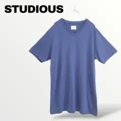 ステュディオス STUDIOUS Tシャツ 2 M ブルー 無地 Vネック日本製