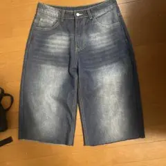 ダークブルー ショートパンツ フェード加工