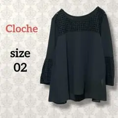 Cloche【02】ドッキングフレアシアーブラウス ブラック 大人カジュアル 黒