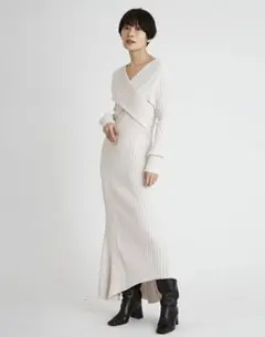 オープンバックニットワンピース styling/ スタイリング ワンピース