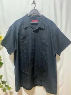SOBRINO ソブリノ キューバシャツ 刺繍入り 半袖 黒 2X