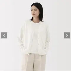 無印　ＵＶカットライトニットＶネックカーディガン　レディースL 白