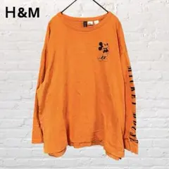 9875エイチアンドエム 長袖Tシャツ ミッキー 袖ロゴ S 小さいサイズ