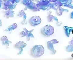 【新品】海 ブルー系アクリルパーツ 100個セット
