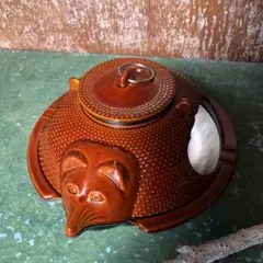 ◼️備前焼 筆洗い◼️珍品 狸 ◼️備前焼 筆洗い◼️珍品 狸