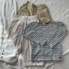 3点　まとめ売り　120 130 女の子　ナチュラル系　ワイドパンツ長袖