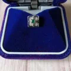 K14WG 14金ホワイトゴールド約1.8gエメラルドタイタック　ネクタイピン