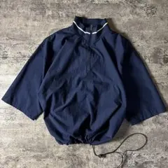 ラッセル チームイシュー ハーフジップ ナイロンプルオーバー XL ネイビー古着