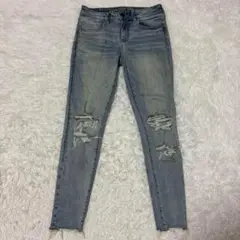 【美品】AMERICAN EAGLE アメリカンイーグル ダメージジーンズ 薄青
