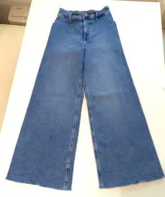 ZARA ザラデニム　ワイドバギーフレアー　切りっぱなしフリツジ裾36