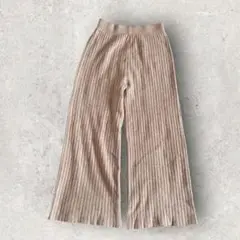 リブニットパンツ ワイドパンツ ストレートリブパンツ (F) 薄ピンク