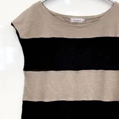 【Anatelier】アナトリエノースリーブレース花ストライプトップス38