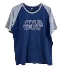スターウォーズ　半袖Tシャツ カットソー　紺×灰色　L　ネバダ【1138】