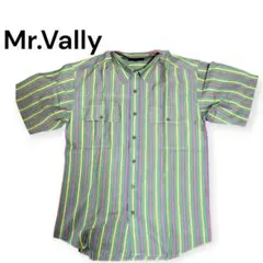 【Mr.Valley】マルチカラーストライプ 半袖シャツ メンズ