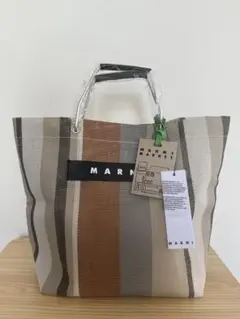 茶系マルニ　MARNI ストライプ　レディース　トートバッグ　新品未使用品！