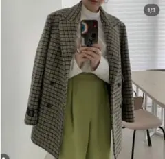 Ameri VINTAGE CHECK ECO WOOL BIG JACKET