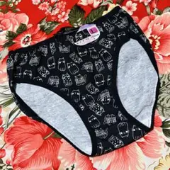 ★猫柄★キャットショーツ★パンツ下着★リボン付き★ブラックL★