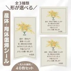 【形が選べる全3種】職場復帰シール 産休育休明け 40枚