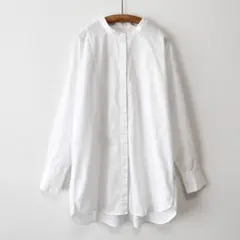 美品 A part by バンドカラーシャツ ロング ゆったり オフホワイト