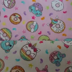 生地 2枚 各50cm ドーナツ ユニコーン うさぎ パンダ とり ゆめかわ