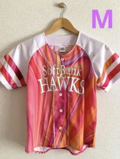SoftBank Hawks ユニフォーム M ピンク オレンジ のストライプ柄